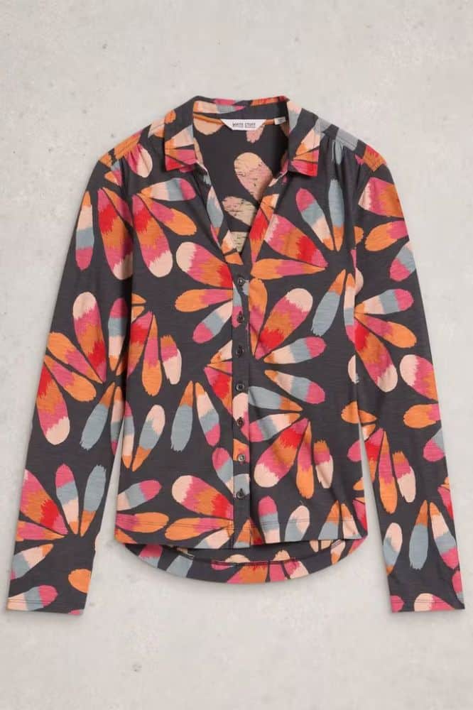 White Stuff Annie Jersey Shirt Grey Print - La Vie en Rose Damesmode