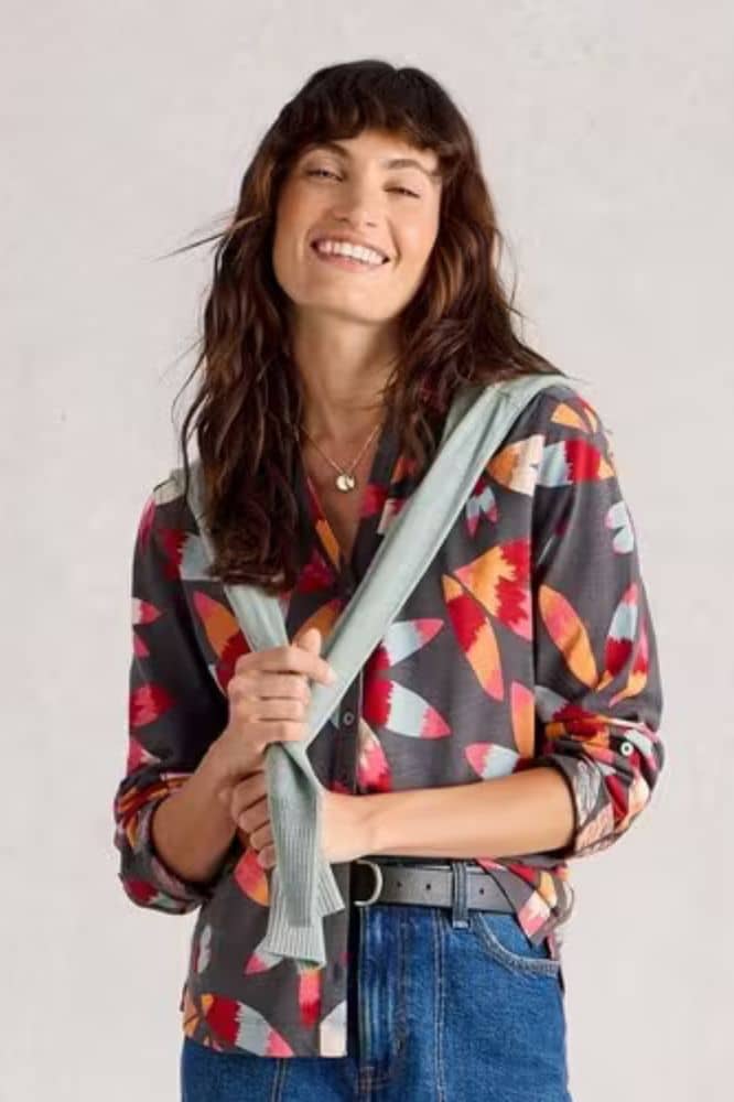 White Stuff Annie Jersey Shirt Grey Print - La Vie en Rose Damesmode