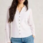 White Stuff Annie Mix Jersey Shirt Pale Ivory - La Vie en Rose Damesmode