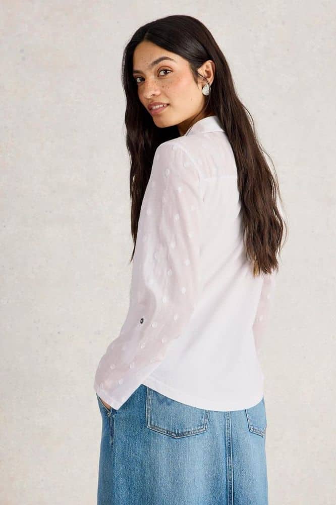 White Stuff Annie Mix Jersey Shirt Pale Ivory - La Vie en Rose Damesmode