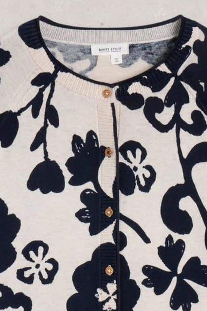White Stuff Lulu Print Cardi Nat Mlt- La Vie en Rose Damesmode