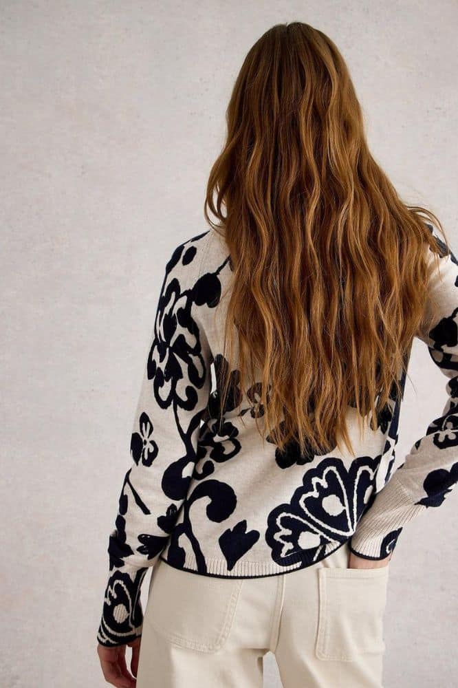 White Stuff Lulu Print Cardi Nat Mlt- La Vie en Rose Damesmode