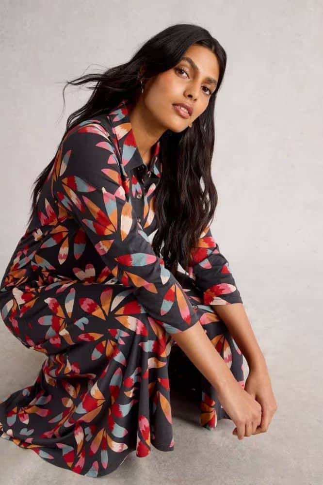 White Stuff Rua Jersey Shirt Dress Grey MLT - La Vie en Rose Damesmode