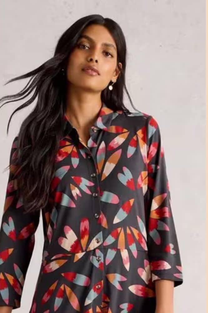 White Stuff Rua Jersey Shirt Dress Grey MLT - La Vie en Rose Damesmode