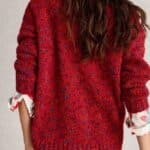 White Stuff Texture V Neck J umper Mid Red - La Vie en Rose Damesmode