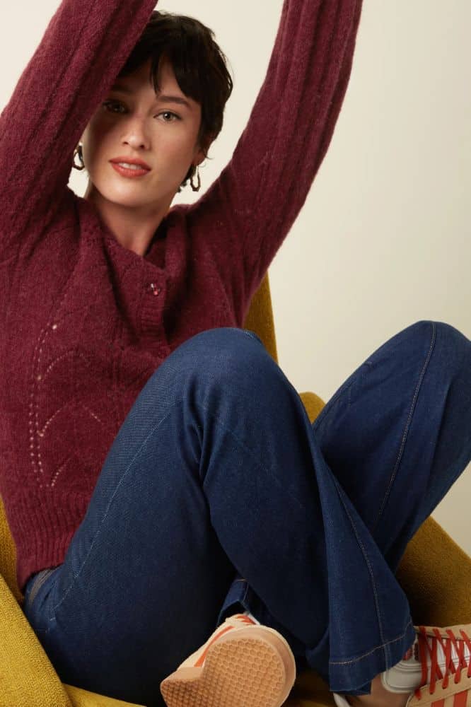 King Louie Raglan Cardi Bernard Cabernet Red- La Vie en Rose Damesmode