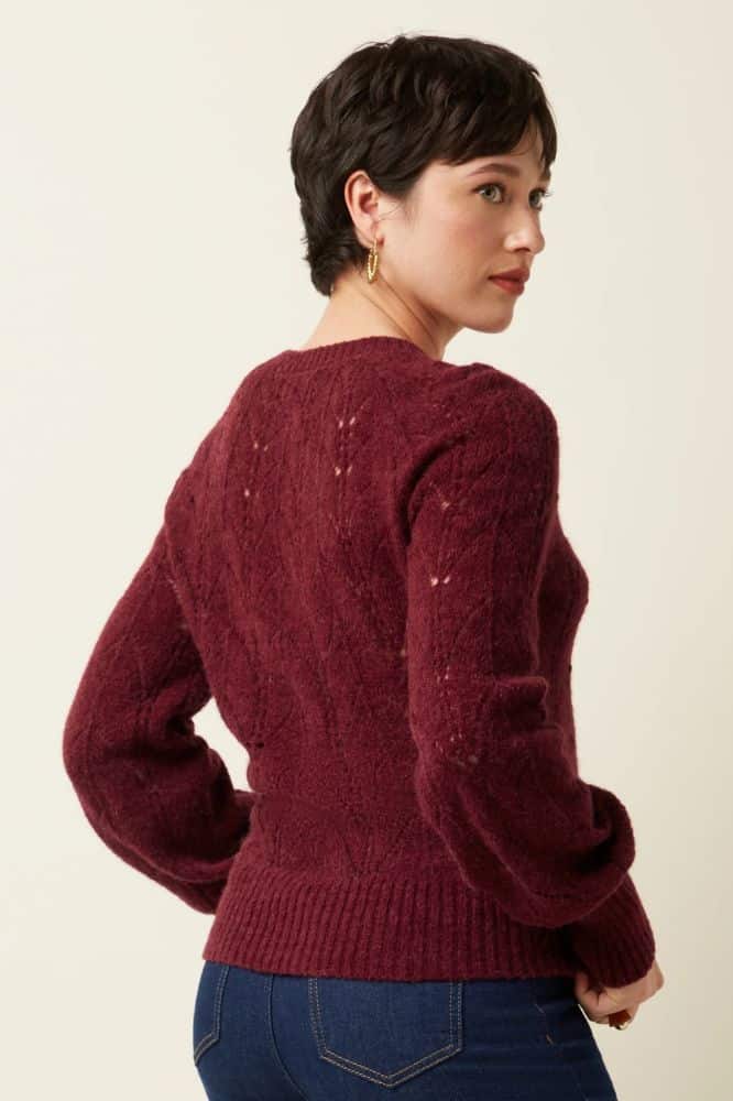 King Louie Raglan Cardi Bernard Cabernet Red- La Vie en Rose Damesmode