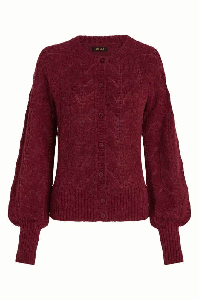 King Louie Raglan Cardi Bernard Cabernet Red- La Vie en Rose Damesmode