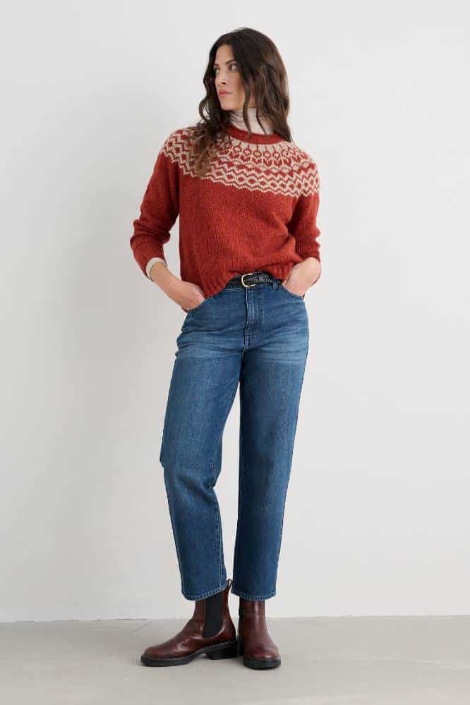 Seasalt Cornwall Port Kinnis Jumper Merino Wag Tail Red Sail Birch Mix - La Vie en Rose Damesmode