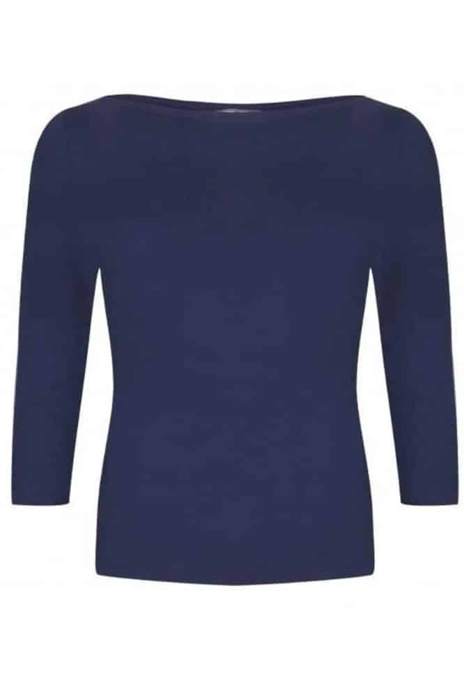 Very Cherry Boatneck Top Navy Tricot Deluxe - La Vie en Rose Damesmode