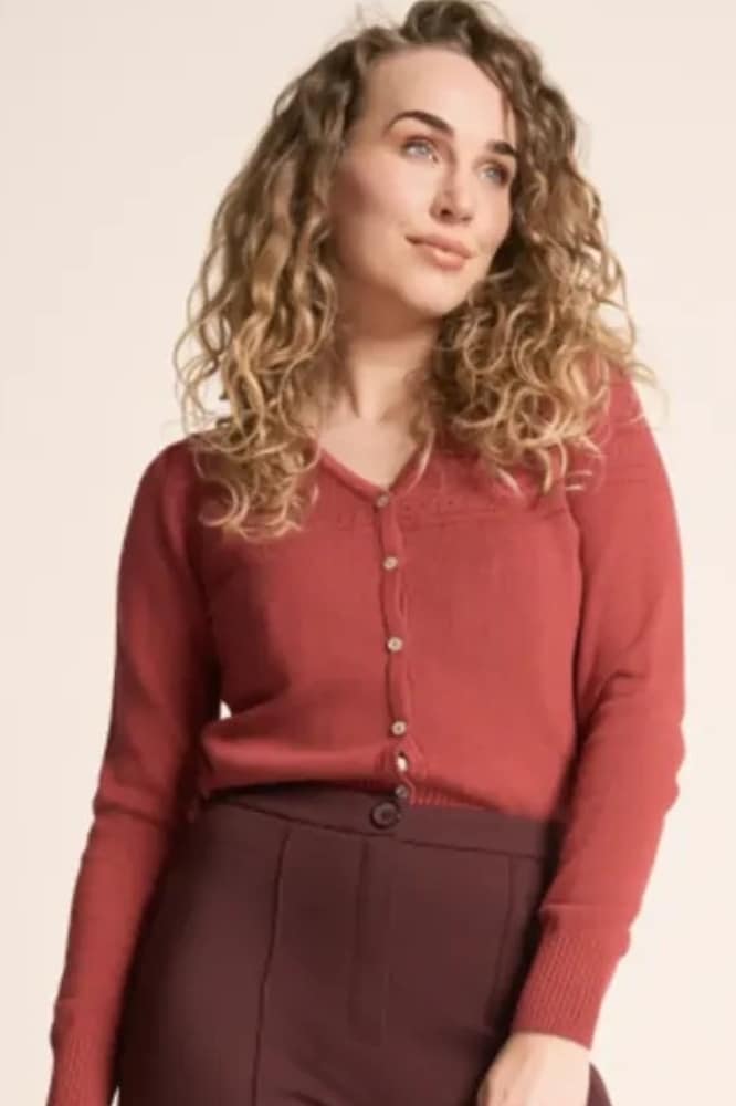 Very Cherry Lucia V Neck Cardigan Marsala- La Vie en Rose Damesmode