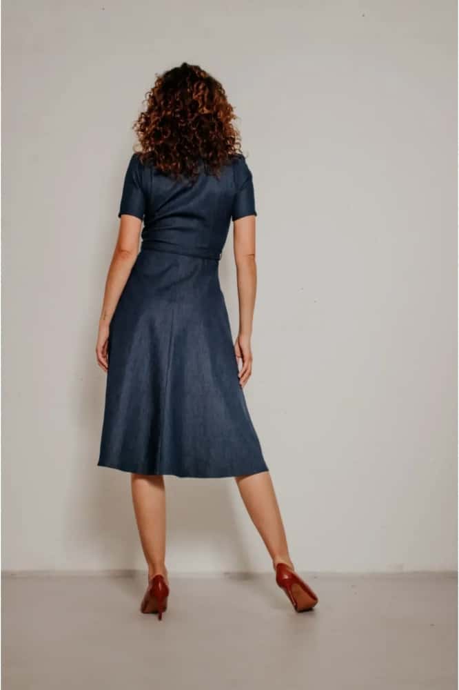 Very Cherry Revers Dress Midi Dark Denim