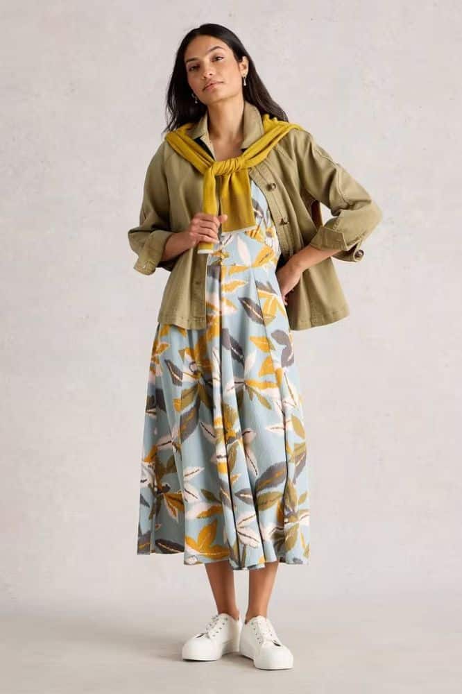 White Stuff Hazel Bias Cut Dress Blue Multi - La Vie en Rose Damesmode