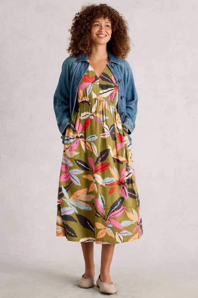 White Stuff Lucy Midi Dress Green Multi - La Vie en Rose Damesmode