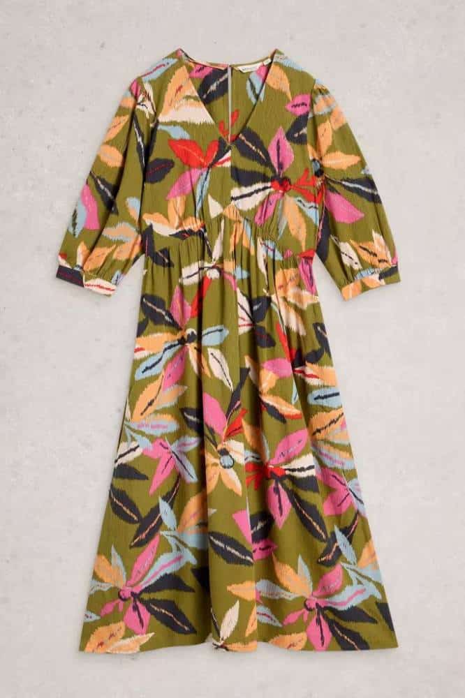 White Stuff Lucy Midi Dress Green Multi - La Vie en Rose Damesmode