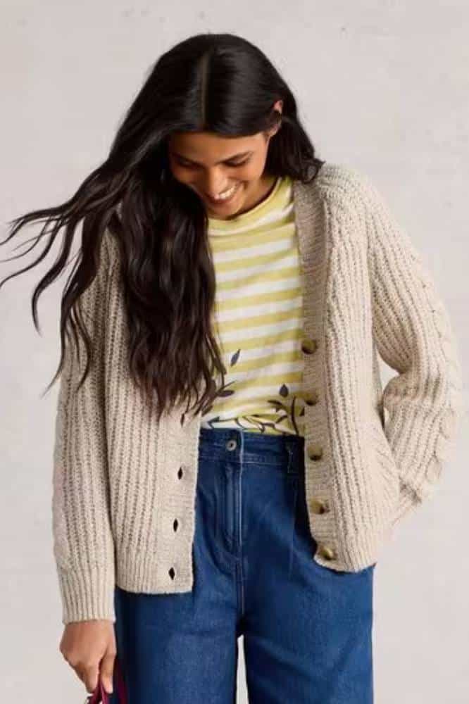 White Stuff Sally Slub Cardigan Natural Multi - La Vie en Rose Damesmode