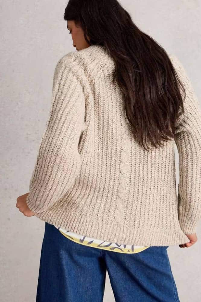 White Stuff Sally Slub Cardigan Natural Multi - La Vie en Rose Damesmode