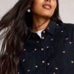 White Stuff Sophie Cord Shirt Navy Multi- La Vie en Rose Damesmode