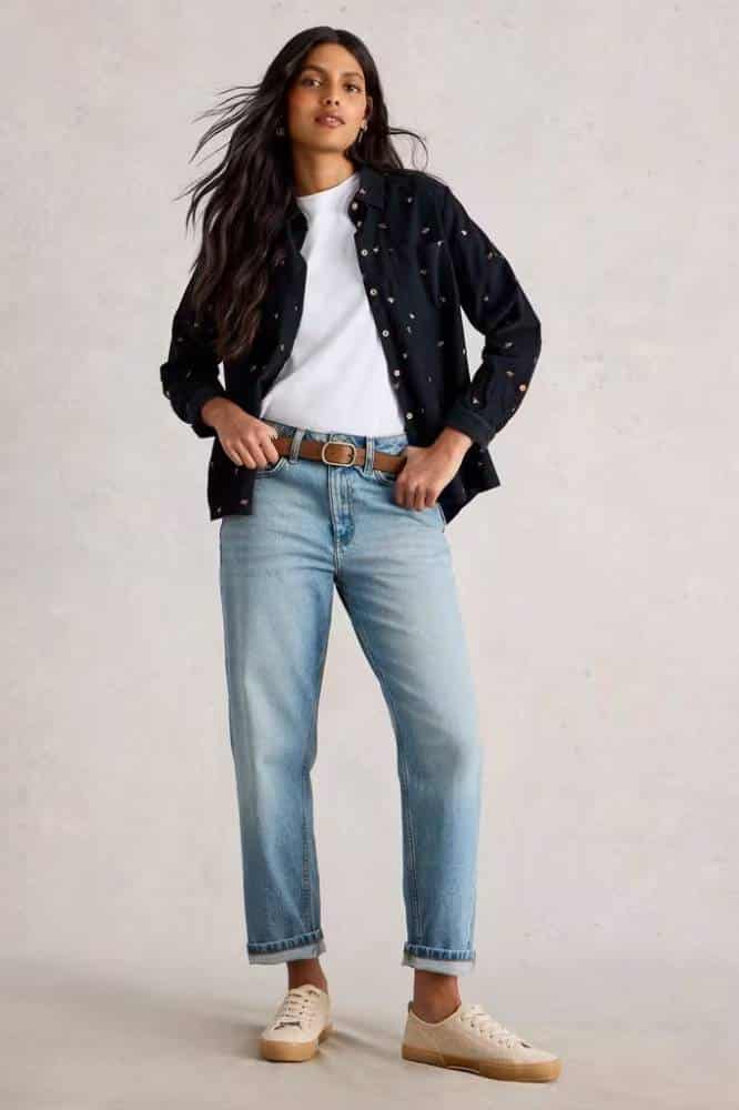 White Stuff Sophie Cord Shirt Navy Multi- La Vie en Rose Damesmode