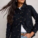 White Stuff Sophie Cord Shirt Navy Multi- La Vie en Rose Damesmode