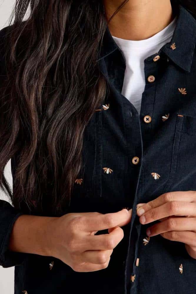 White Stuff Sophie Cord Shirt Navy Multi- La Vie en Rose Damesmode