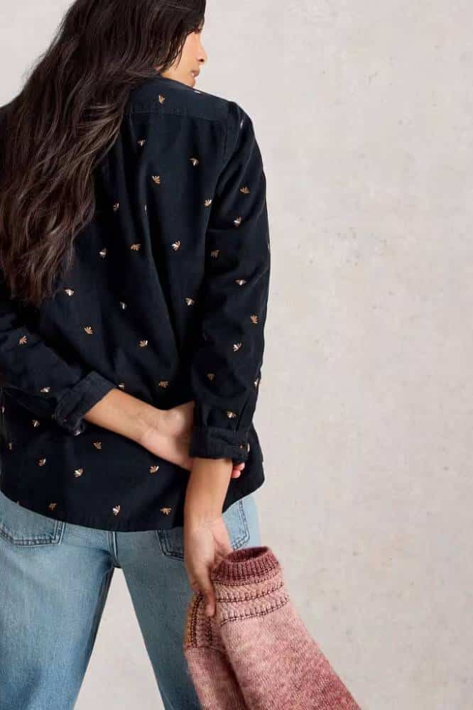 White Stuff Sophie Cord Shirt Navy Multi- La Vie en Rose Damesmode