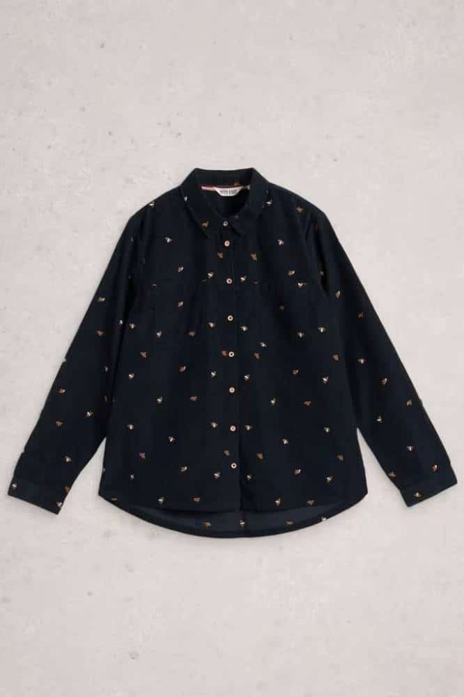 White Stuff Sophie Cord Shirt Navy Multi- La Vie en Rose Damesmode