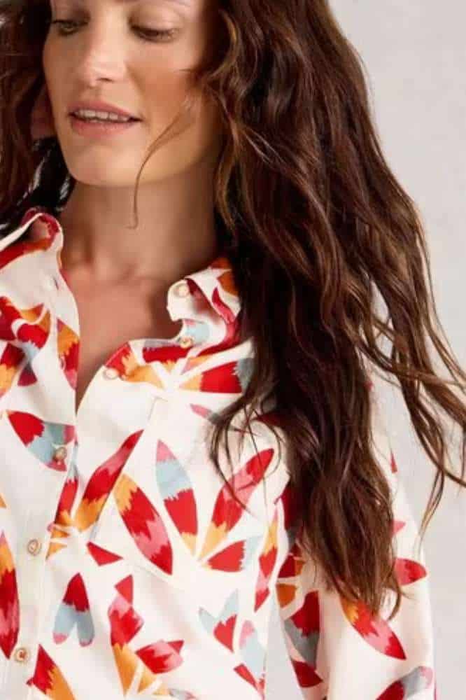 White Stuff Sophie Organic Cotton Shirt Ivory Print - La Vie en Rose Damesmode