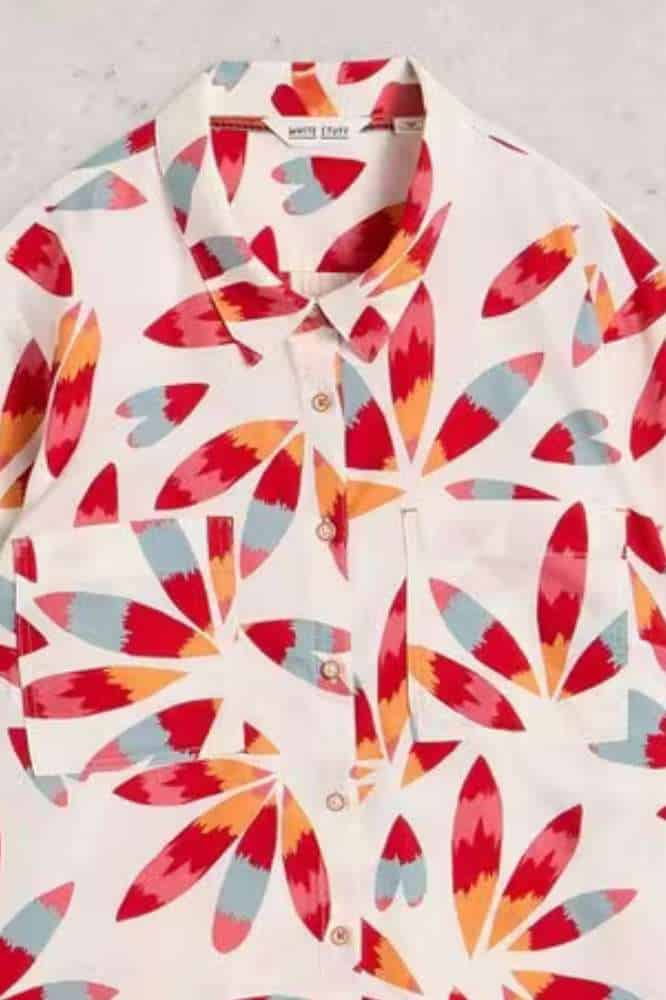 White Stuff Sophie Organic Cotton Shirt Ivory Print - La Vie en Rose Damesmode