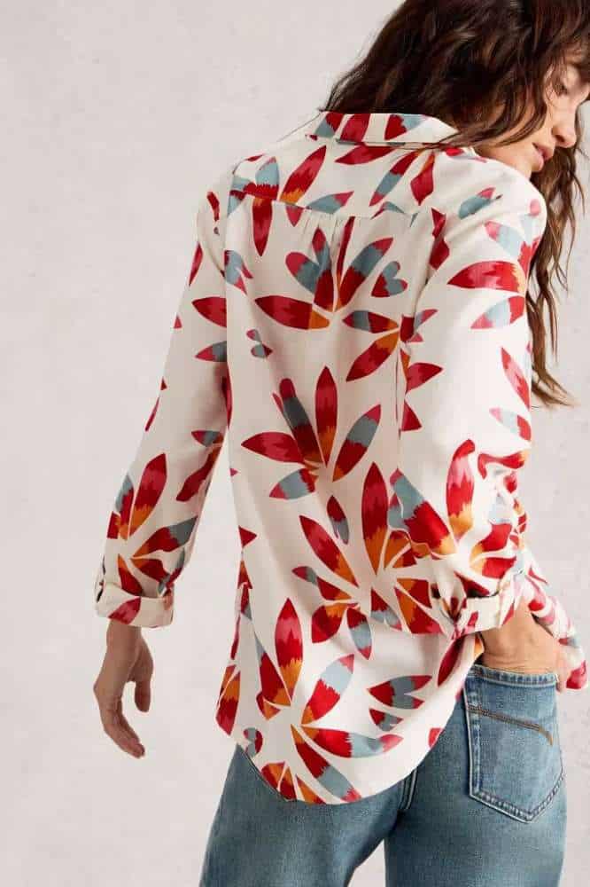 White Stuff Sophie Organic Cotton Shirt Ivory Print - La Vie en Rose Damesmode