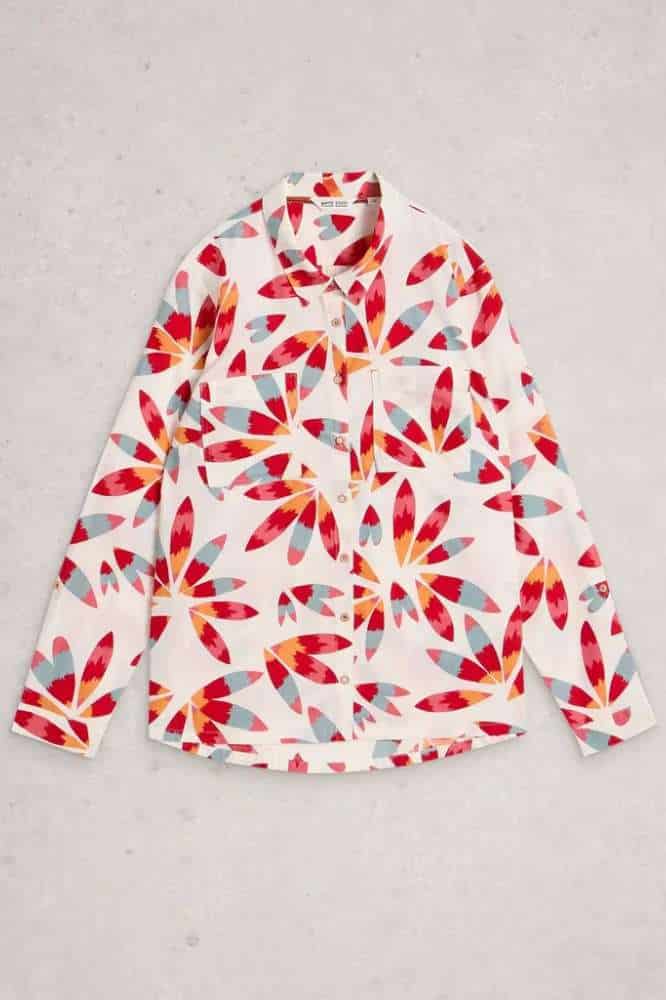 White Stuff Sophie Organic Cotton Shirt Ivory Print - La Vie en Rose Damesmode