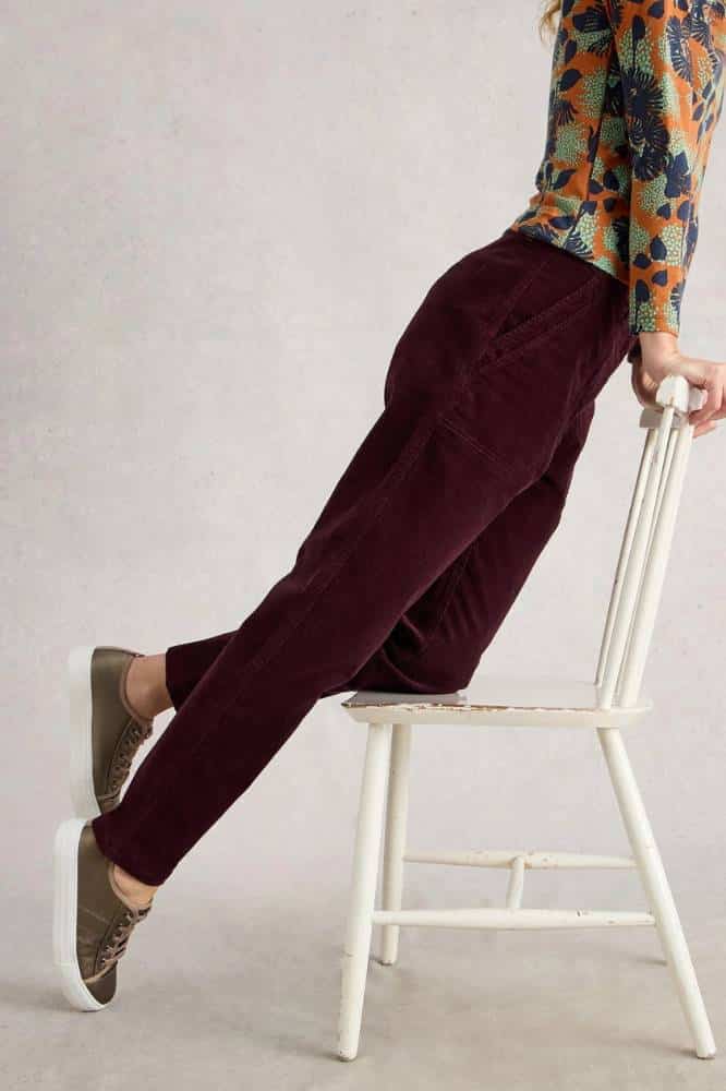 White Stuff Twister Cord Trousers Dark Plum - La Vie en Rose Damesmode