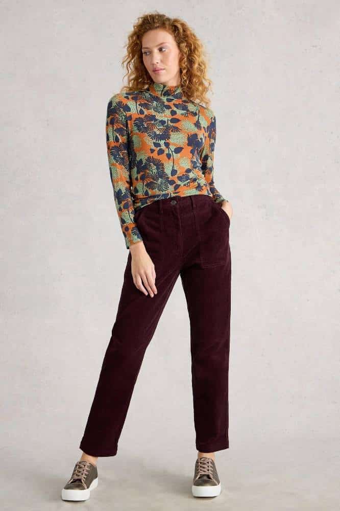 White Stuff Twister Cord Trousers Dark Plum - La Vie en Rose Damesmode