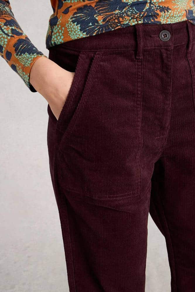 White Stuff Twister Cord Trousers Dark Plum - La Vie en Rose Damesmode