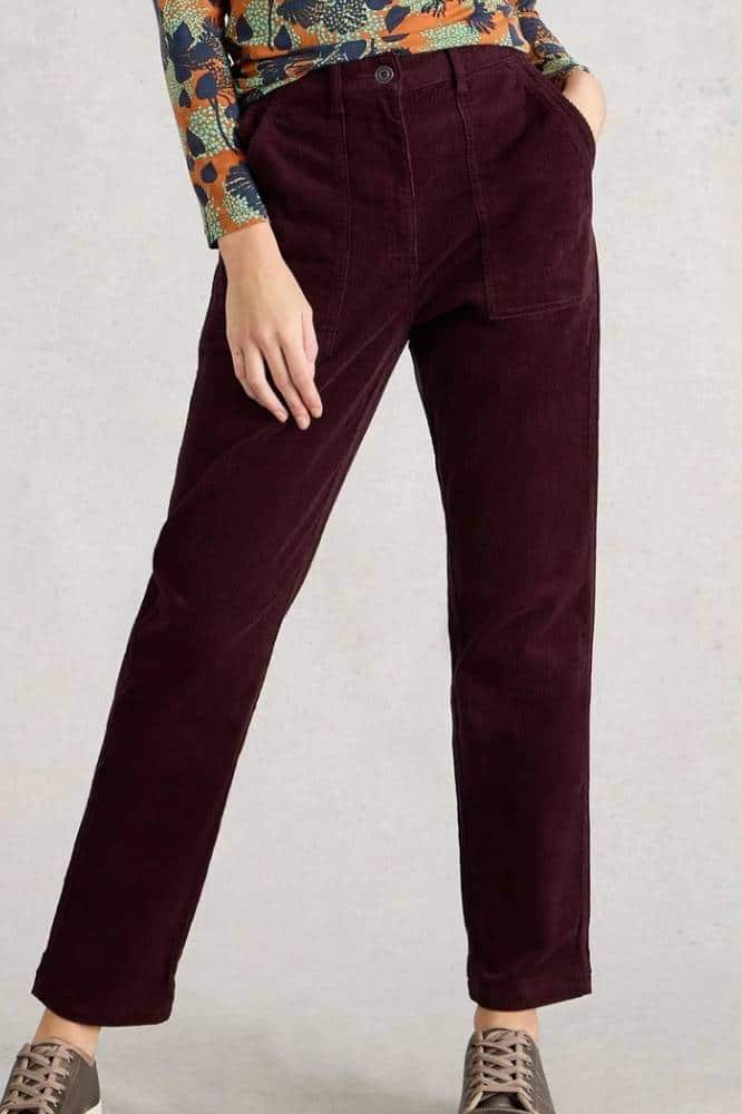 White Stuff Twister Cord Trousers Dark Plum - La Vie en Rose Damesmode