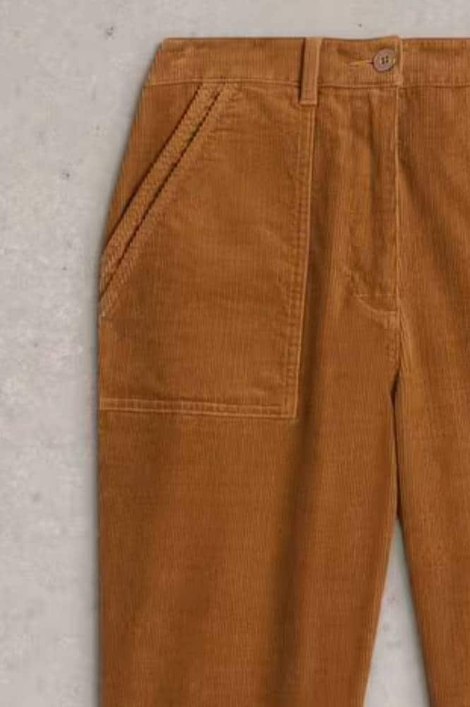White Stuff Twister Cord Trousers Dark Tan - La Vie en Rose Damesmode