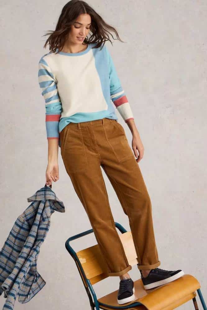 White Stuff Twister Cord Trousers Dark Tan - La Vie en Rose Damesmode