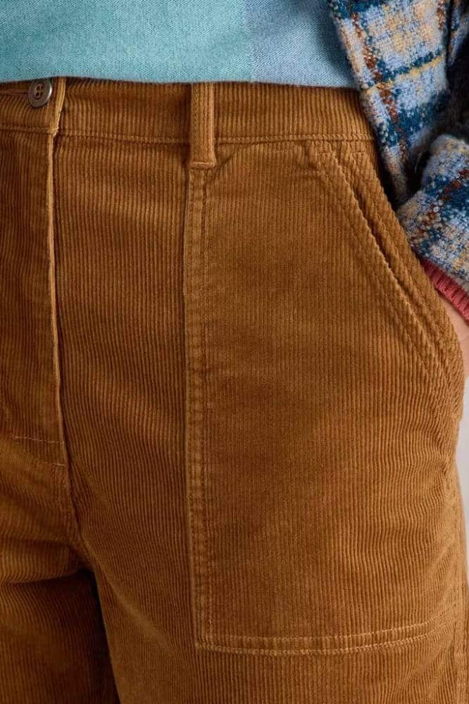 White Stuff Twister Cord Trousers Dark Tan - La Vie en Rose Damesmode