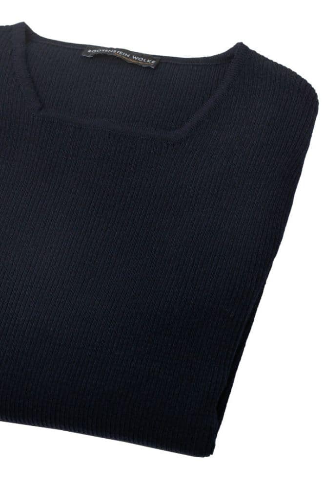 Roosenstein Wolke Liv Merino Rib Trui Navy - La Vie en Rose Damesmode