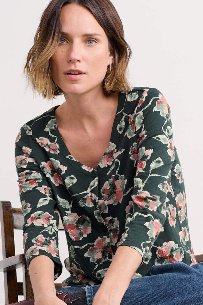 Seasalt Cornwall Studio Glass Top Artist Camellia Coppice - La Vie en Rose Damesmode