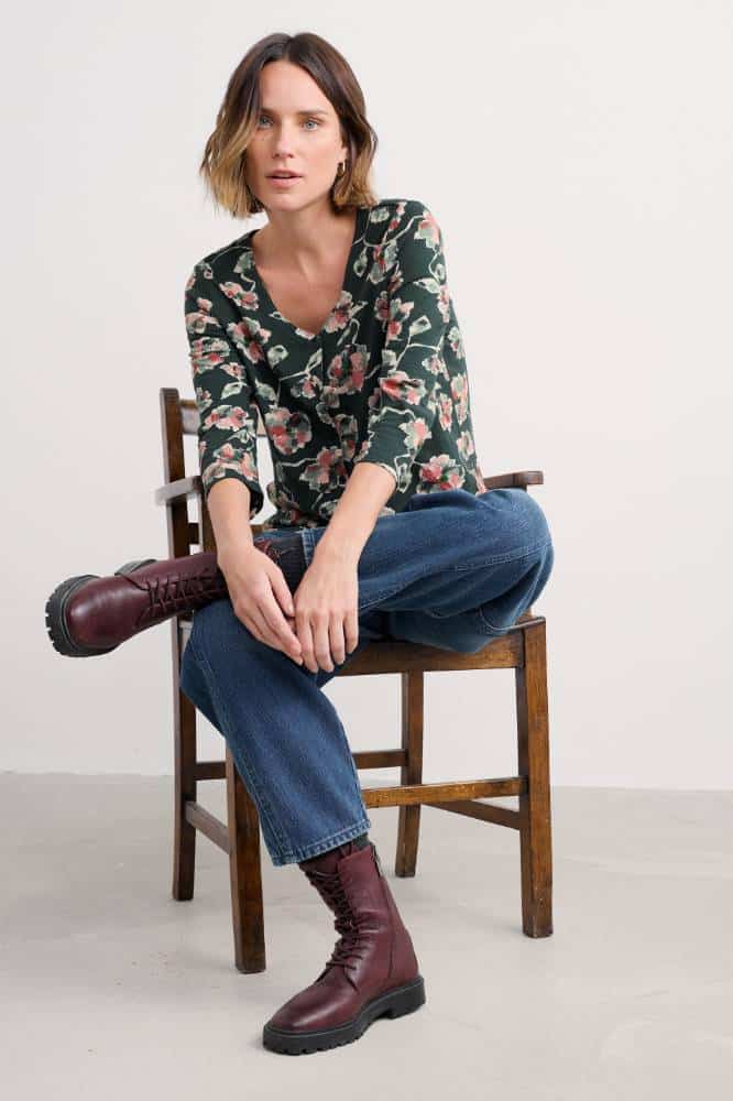 Seasalt Cornwall Studio Glass Top Artist Camellia Coppice - La Vie en Rose Damesmode