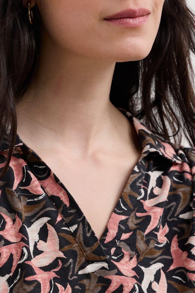 Seasalt Cornwall Wavecrest Jersey Shirt (GOTS) Swooping Birds Onyx - La Vie en Rose Damesmode