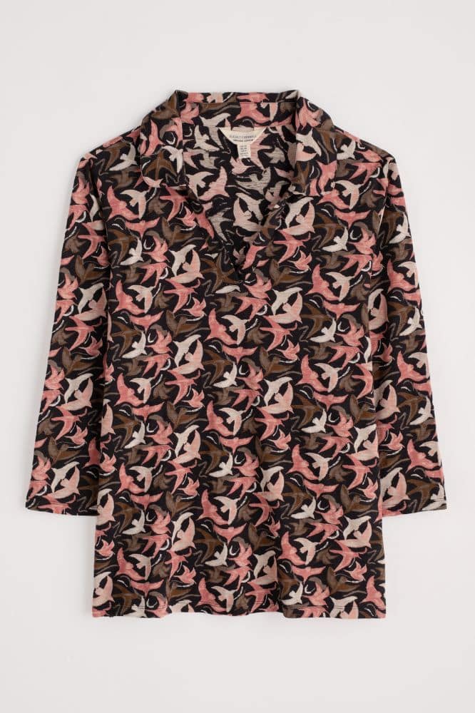 Seasalt Cornwall Wavecrest Jersey Shirt (GOTS) Swooping Birds Onyx - La Vie en Rose Damesmode