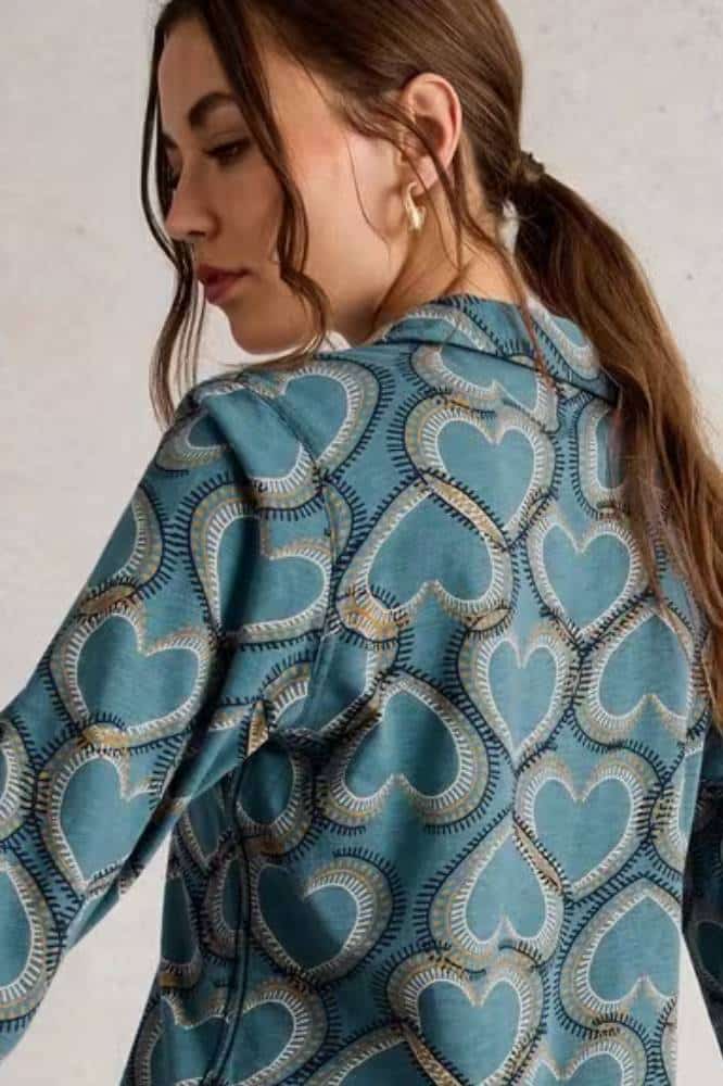 White Stuff Annie Jersey Shirt Blue Print - La Vie en Rose Damesmode