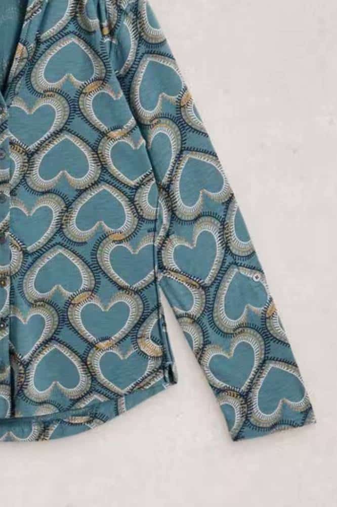 White Stuff Annie Jersey Shirt Blue Print - La Vie en Rose Damesmode