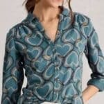 White Stuff Annie Jersey Shirt Blue Print - La Vie en Rose Damesmode