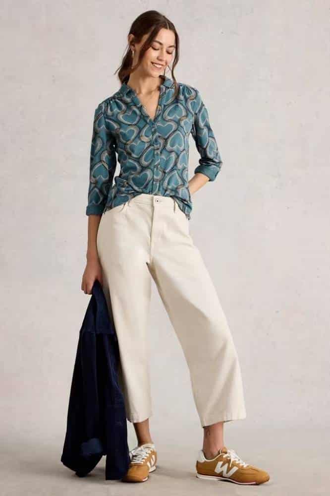 White Stuff Annie Jersey Shirt Blue Print - La Vie en Rose Damesmode