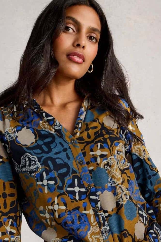 White Stuff Annie Jersey Shirt Chartreuse Multi - 2- La Vie en Rose Damesmode