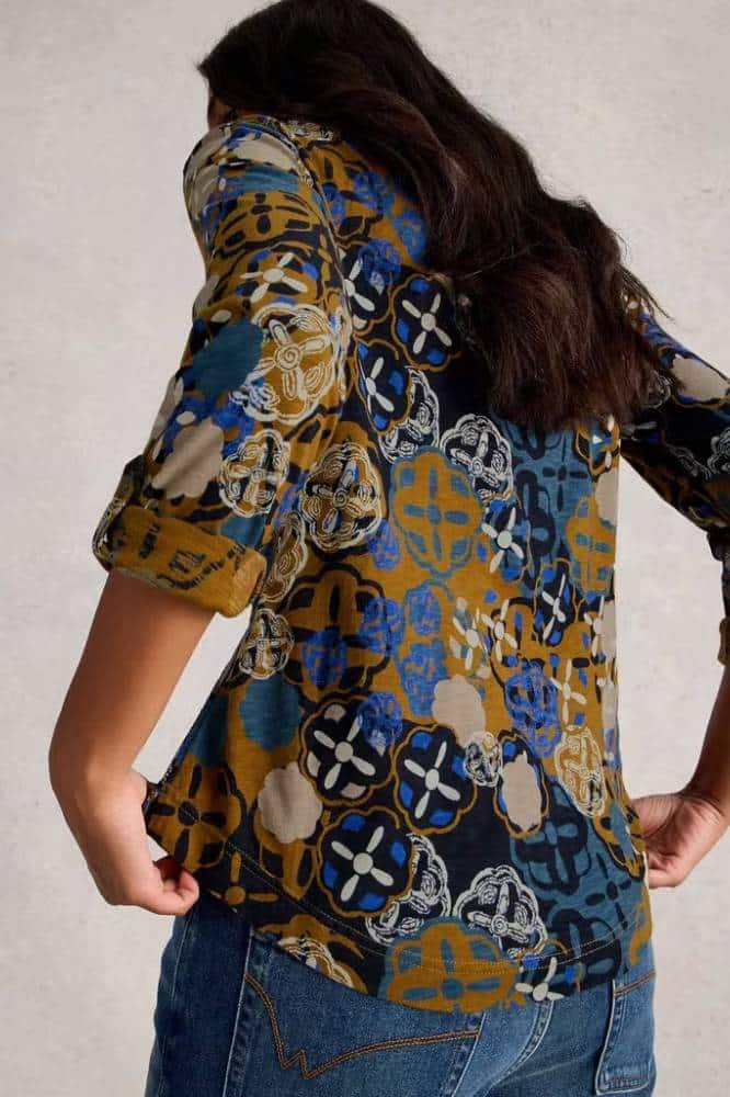 White Stuff Annie Jersey Shirt Chartreuse Multi - 2- La Vie en Rose Damesmode