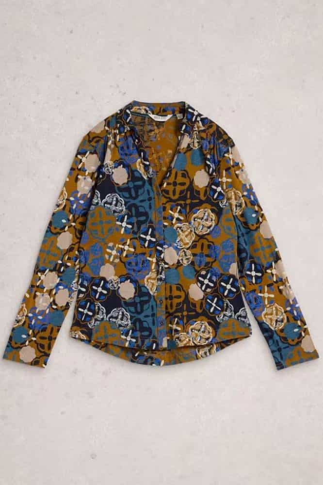 White Stuff Annie Jersey Shirt Chartreuse Multi - 2- La Vie en Rose Damesmode